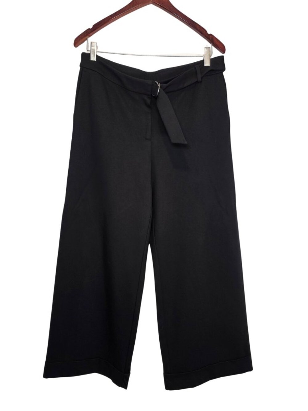 J. Jill Black Ponte Full Leg Dress Pants Size Medium Wide Career Office Comfort